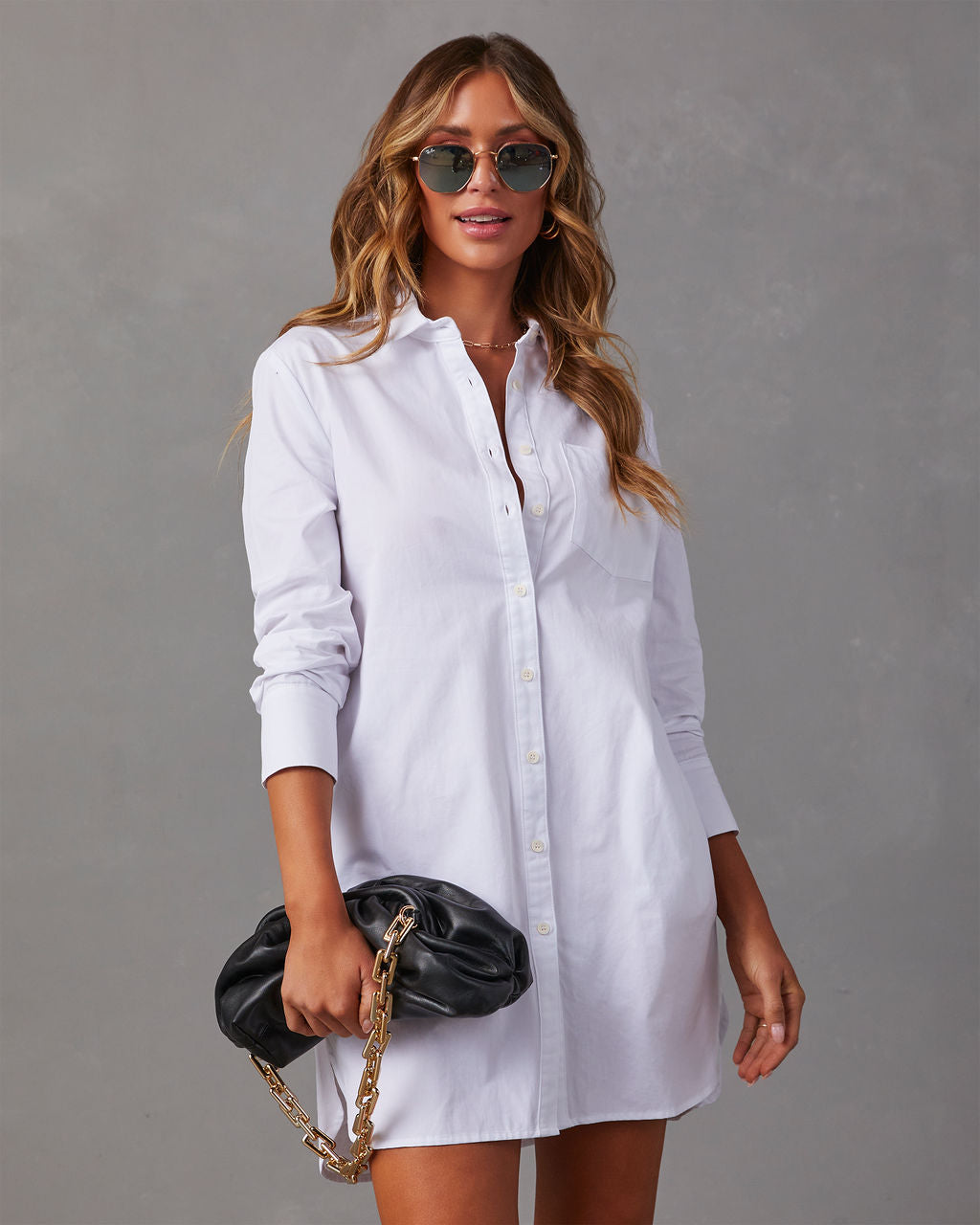 white button down shirt dress